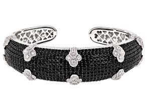 Judith Ripka Black Spinel With Cubic Zirconia Rhodium Over Silver Olivia Cuff Bracelet 13.16ctw