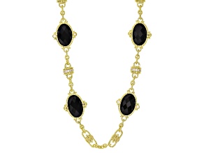 Judith Ripka Black Onyx With Cubic Zirconia 14k Gold Clad Arielle Chain 1.85ctw