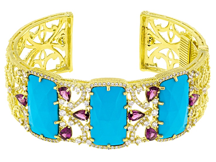 Judith Ripka Turquoise Simulant, Rhodolite & Cubic Zirconia