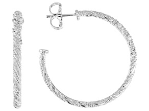 Judith Ripka Cubic Zirconia Rhodium Over Sterling Silver Haute Twist Hoop Earrings 0.77ctw