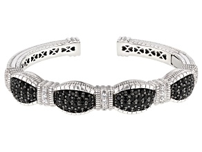 Judith Ripka Black Spinel & Cubic Zirconia Rhodium Over Silver Loopty Loo Cuff Bracelet 3.42ctw