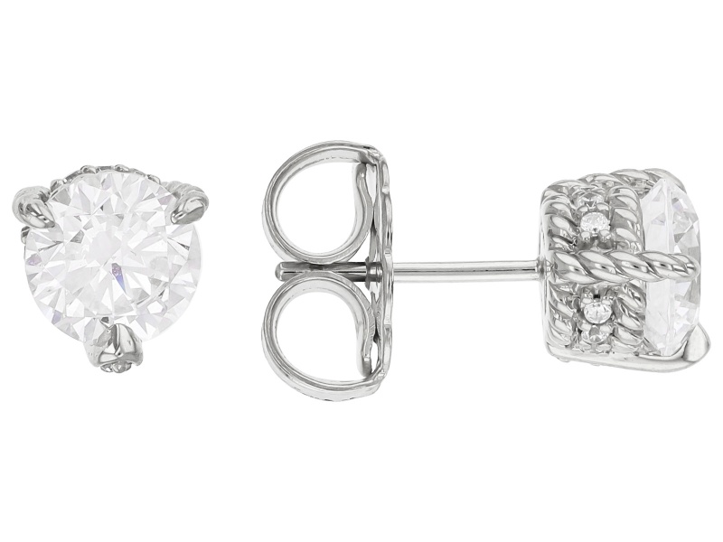 Judith Ripka Cubic Zirconia 14k Gold Clad Haute Stud Earrings 3.40