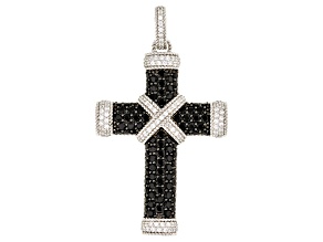 Judith Ripka Black Spinel With Cubic Zirconia Rhodium Over Silver More Is More Enhancer 4.30ctw