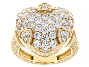 Judith Ripka White Cubic Zirconia 14k Gold Clad Lola Ring 3.12ctw