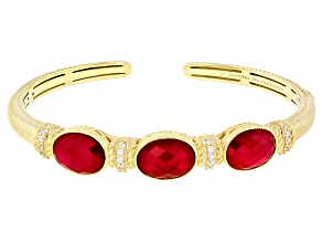 Judith Ripka Lab Ruby Mother-Of-Pearl Doublet & Bella Luce® 14k Gold Clad Loopty Loo Cuff Bracelet