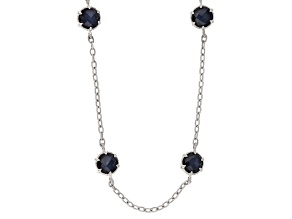 Judith Ripka Lab Blue Quartz Hematine Triplet And Cubic Zirconia Sterling Silver Eclipse Necklace
