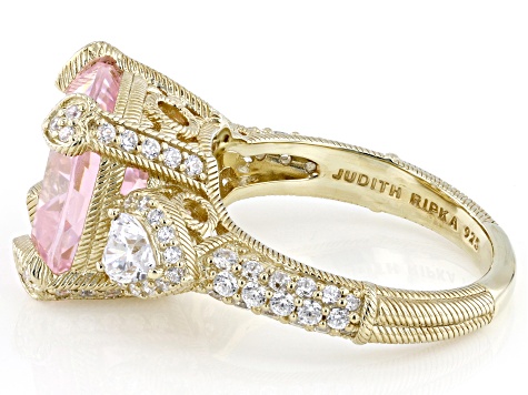 Judith Ripka Pink & White Cubic Zirconia 14k Gold Clad Lola