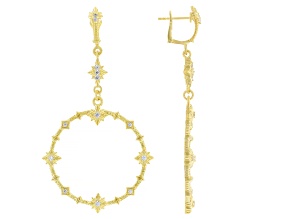 Judith Ripka Cubic Zirconia 14k Gold Clad Starlight Eternal Hoop Earrings 0.99ctw