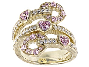 Judith Ripka Pink & White Cubic Zirconia 14k Gold Clad Romance Wrap Ring 2.20ctw