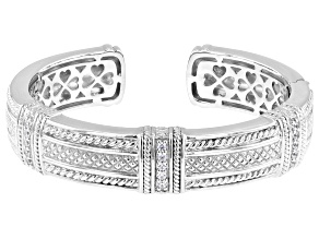 Judith Ripka Cubic Zirconia Rhodium Over Sterling Silver Medium Classic Pia Cuff Bracelet 0.67ctw