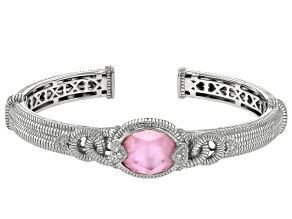 Judith Ripka Pink Cubic Zirconia Mother-Of-Pearl Doublet Rhodium Over Silver Lola Bracelet 0.15ctw