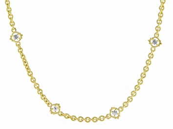 Judith Ripka Cubic Zirconia Accents 14k Gold Clad Verona Romance Link Necklace 0.60ctw