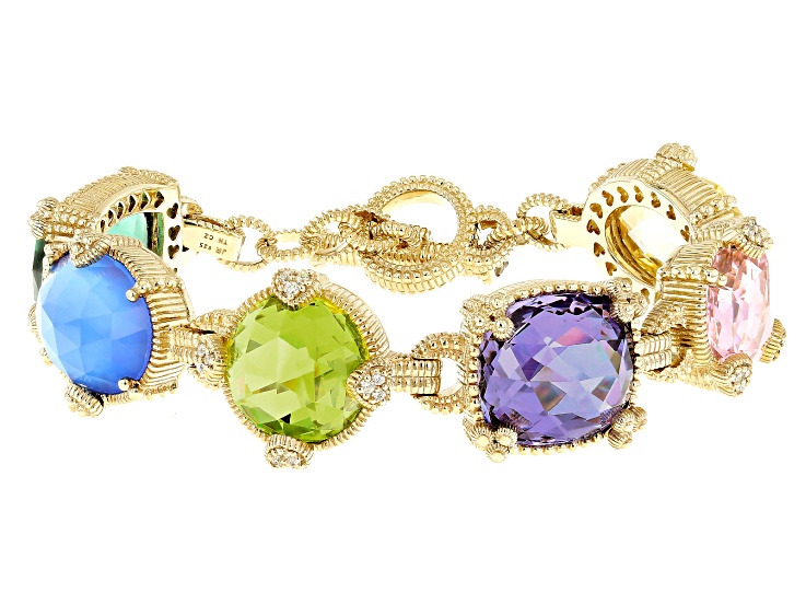 Judith Ripka Multi-Gemstone 14k Gold Clad Ambrosia Bracelet 89.65