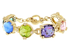 Judith Ripka Multi-Gemstone 14k Gold Clad Ambrosia Bracelet 89.65ctw