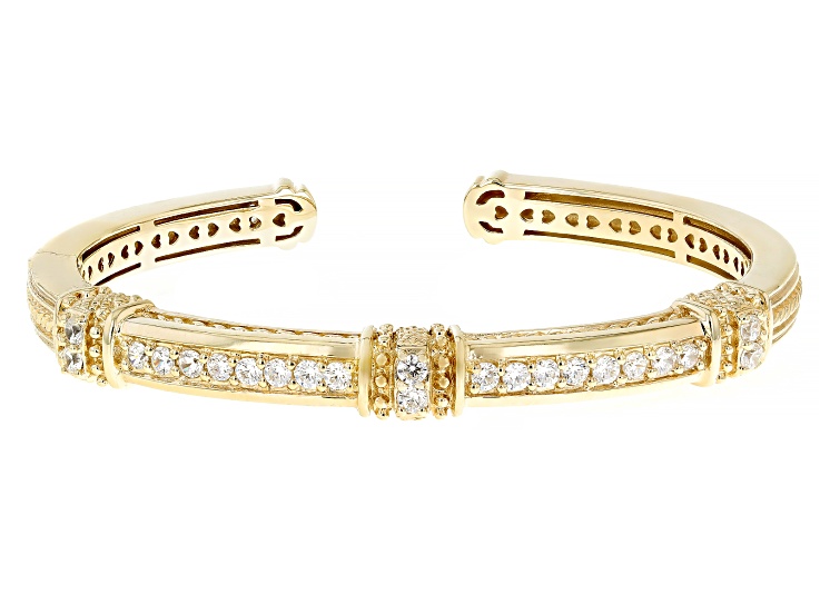 Judith Ripka Cubic Zirconia 14k Gold Clad Narrow Pia Cuff