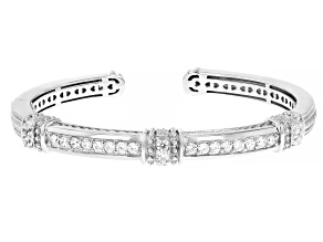 Judith Ripka Cubic Zirconia Rhodium Over Sterling Silver Narrow Pia Cuff 1.85ctw