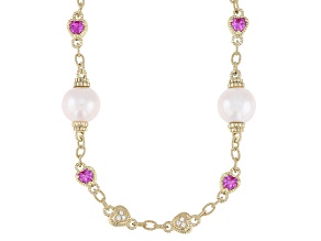 Judith Ripka Cultured Freshwater Pearl & Cubic Zirconia 14k Gold Clad Romance Necklace