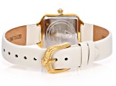 Judith Ripka Mother-Of-Pearl Gold-Tone White Saffiano Leather Strap Alexandra Watch 0.18ctw