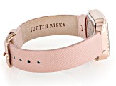 Judith Ripka Mother-Of-Pearl Rose Tone Pink Saffiano Leather Strap Alexandra Watch 0.18ctw
