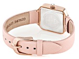 Judith Ripka Mother-Of-Pearl Rose Tone Pink Saffiano Leather Strap Alexandra Watch 0.18ctw