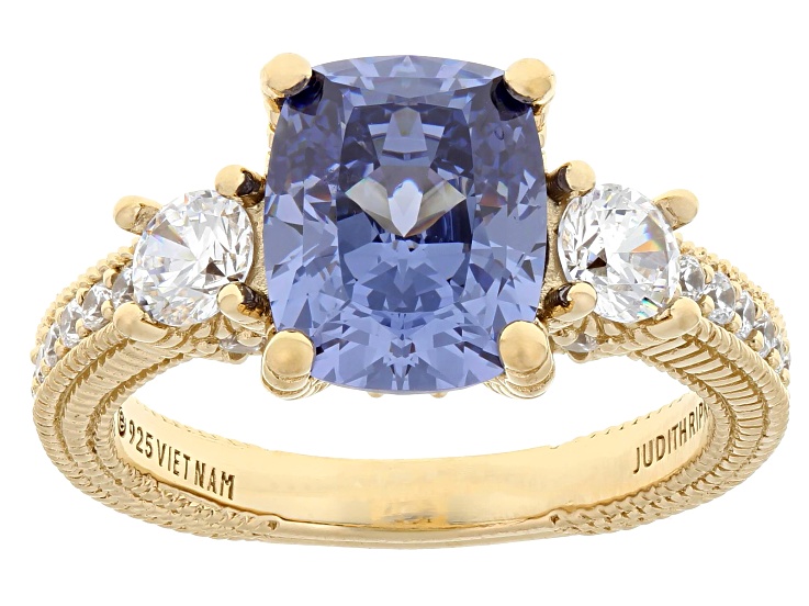 Judith Ripka Blue and White Cubic Zirconia 14k Yellow Gold Clad