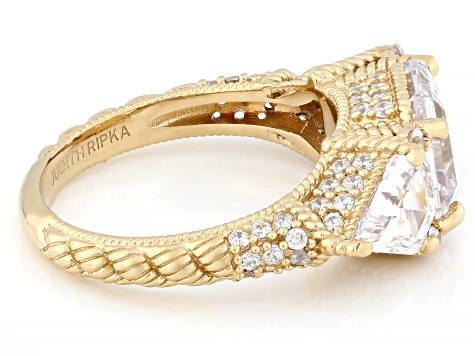 Judith Ripka White Cubic Zirconia 14k Gold Clad 3-Stone