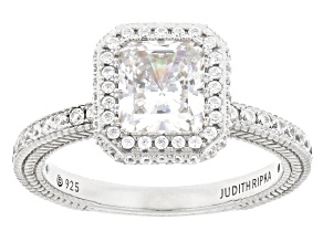 Judith Ripka White Cubic Zirconia Rhodium Over Sterling Silver Toujours Ring 3.56ctw