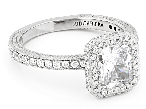 Judith Ripka White Cubic Zirconia Rhodium Over Sterling Silver Toujours Ring 3.56ctw