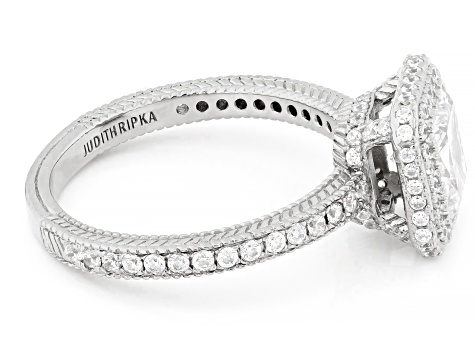 Judith Ripka White Cubic Zirconia Rhodium Over Sterling Silver Toujours Ring 3.56ctw