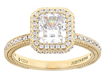 Picture of Judith Ripka White Cubic Zirconia 14k Gold Clad Toujours Ring 3.56ctw