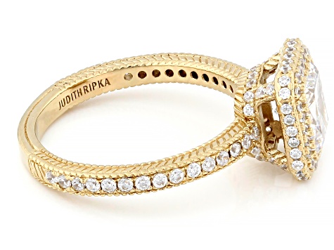 Judith Ripka White Cubic Zirconia 14k Gold Clad Toujours Ring 3.56
