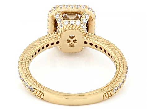Judith Ripka White Cubic Zirconia 14k Gold Clad Toujours Ring 3.56