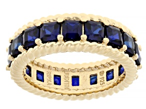 Judith Ripka Blue Lab Created Sapphire 14k Gold Clad Royal Band Ring 4.75ctw