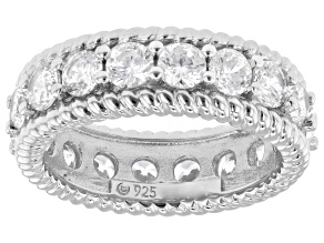 Judith Ripka White Cubic Zirconia Rhodium Over Sterling Silver Toujours Band Ring 5.51ctw