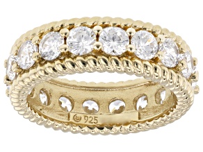 Judith Ripka White Cubic Zirconia 14k Gold Clad Toujours Band Ring 5.51ctw
