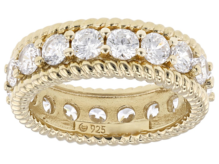 Judith Ripka White Cubic Zirconia 14k Gold Clad Toujours Band Ring 5.51ctw