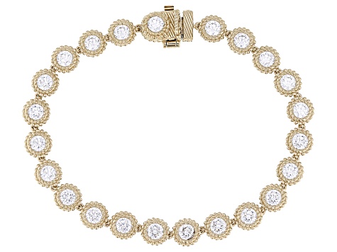 Judith Ripka White Cubic Zirconia 14k Gold Clad Haute Tennis Bracelet 12.19ctw
