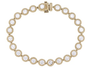 Judith Ripka White Cubic Zirconia 14k Gold Clad Haute Tennis Bracelet 12.19ctw