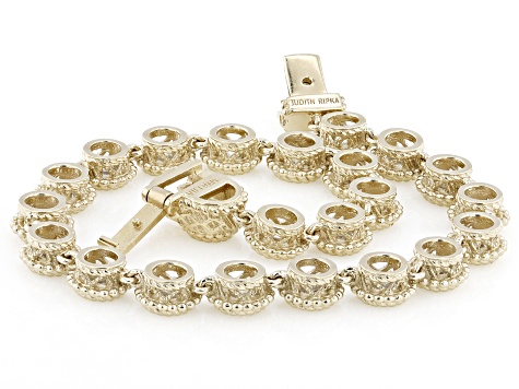 Judith Ripka White Cubic Zirconia 14k Gold Clad Haute Tennis Bracelet 12.19ctw