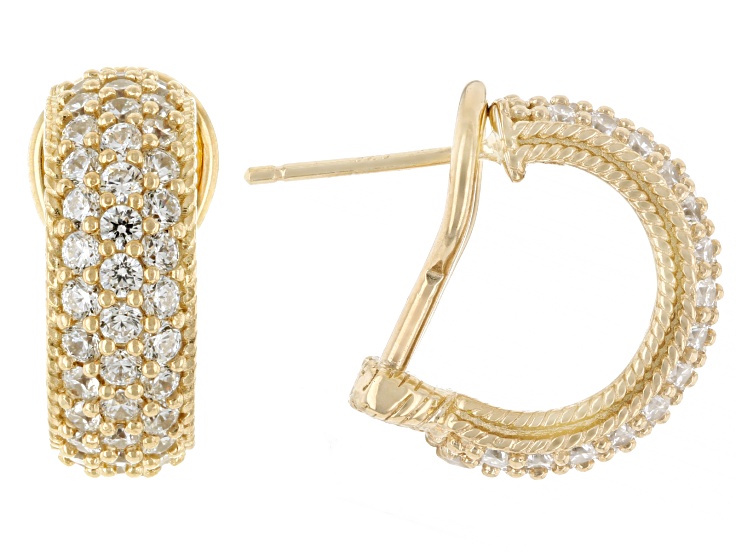 Judith Ripka White Cubic Zirconia 14k Gold Clad Haute Earrings