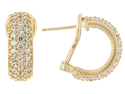 Judith Ripka White Cubic Zirconia 14k Gold Clad Haute Earrings 0.56ctw