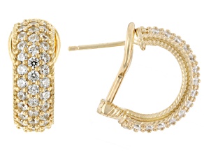 Judith Ripka White Cubic Zirconia 14k Gold Clad Haute Earrings 0.56ctw