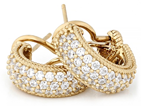 Judith Ripka White Cubic Zirconia 14k Gold Clad Haute Earrings