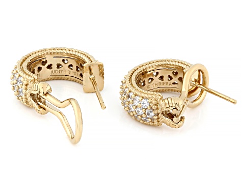 Judith Ripka White Cubic Zirconia 14k Gold Clad Haute Earrings 0.56ctw