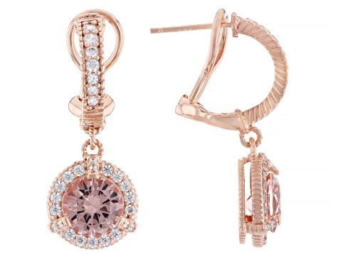 Morganite Simulant And White Cubic Zirconia 18k Rose Gold