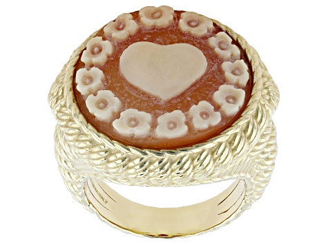 Judith Ripka 14k Gold Over Sterling Silver Verona Cuore E Fiori Cameo Ring