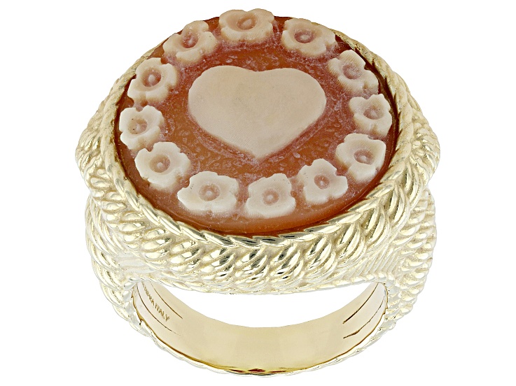 Judith Ripka 14k Gold Over Sterling Silver Verona Cuore E Fiori Cameo Ring