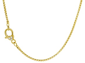 Judith Ripka White Cubic Zirconia 14k Gold Clad Verona Box Chain Necklace 0.08ctw