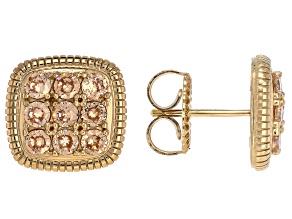 Judith Ripka Champagne Cubic Zirconia 14k Gold Clad Bubbles Earrings 2.68ctw