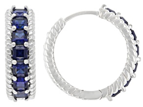 Judith Ripka Blue Lab Created Sapphire Rhodium Over Sterling Silver Royal Earrings 2.37ctw